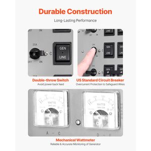 Kit Interruttore di Trasferimento Manuale 30 Ampere, 6 Circuiti Pre-cablati, Componenti per Generatore con Scatola di Ingresso Alimentazione NEMA L14 30P, Doppio Commutatore - Product Image 3
