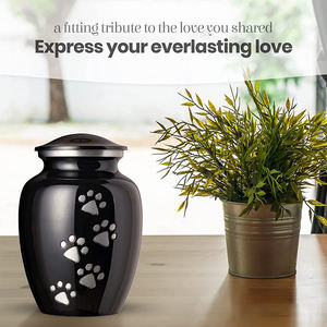 Modern Ceramic Pet Urn Teardrop Shape Airtight Black with Paw Print Design for <b>Dogs</b> - Product Image 3