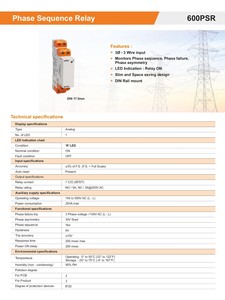 Selec 600PSR-CE 3Ø-3W, Falla de fase, Secuencia de fase, Asimetría de fase, 1 C/O, Tamaño 17.5mm - Product Image 6