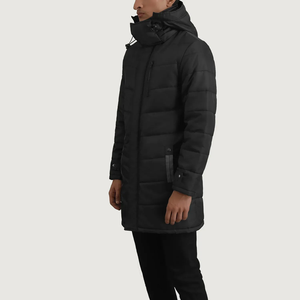 Chaqueta Acolchada con Capucha Azul Marino para Hombre, Abrigo Largo Cortavientos de Invierno con Cierre de Cremallera, Estilo Casual - Product Image 6