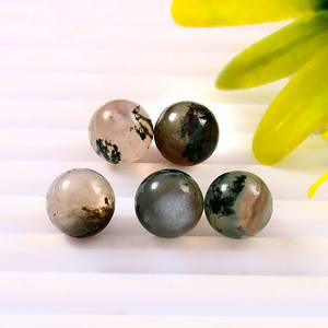 Lot en gros de 10 mm de billes rondes lisses en agate mousse naturelle, sphères de cristal de guérison, pierres précieuses en vrac pour la fabrication de bijoux - Product Image 1