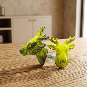 <b>Rustic</b> Zinc Alloy Deer Head Cabinet Knobs Novelty Shape Easy Installation for Kitchen <b>Wardrobe</b> Dresser Furniture Handles - Product Image 1