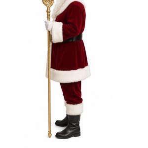 Men Santa Claus Costume Red Velvet With Gold Embroidery <b>White</b> <b>Fur</b> Trim Christmas Outfit Adult Size men santa claus costume - Product Image 1
