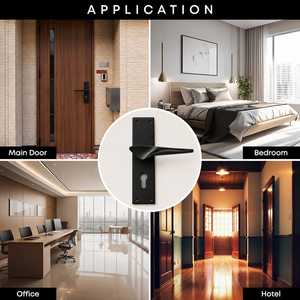 Poignée de porte à levier KELLTON noir mat, ensemble complet avec corps de serrure et cylindre, moderne, ambidextre, pour portes intérieures - Product Image 4