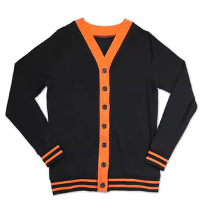 Cárdigan de Punto Otoño Invierno con Cuello Redondo, Logotipos Personalizados Bordados en la Parte Delantera, Suéteres de Primera Calidad con Cinturón Decorativo, Estilo Casual - Product Image 1