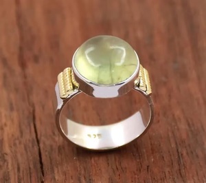 Bague en Prehnite naturelle en argent sterling 925 faite à la main en pierre ronde Boho anniversaire bijoux cadeau pour elle - Product Image 4