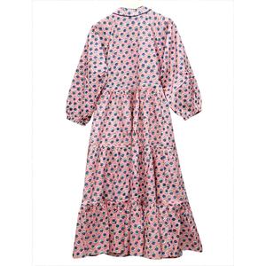 Women's Boho Floral Print Maxi <b>Dress</b> V Neck Lantern Sleeve Empire Waist Tiered Ruffle Summer <b>Casual</b> <b>Long</b> <b>Dress</b> - Product Image 5
