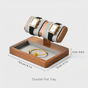 Premium Wooden Watch And Jewelry Organizer Stand With Tray For Watches <b>Bracelets</b> Rings And Accessories Display From India - Product Image 4