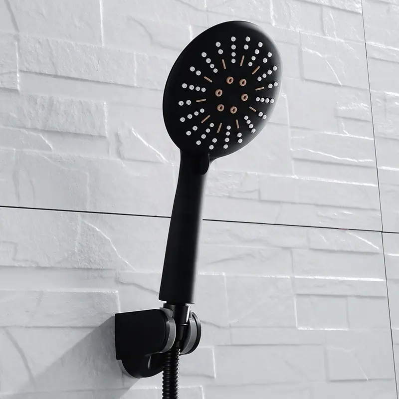 Matte Black Hand Held Shower Head Wall Mounted Shower Set With Hose and Shower Holder