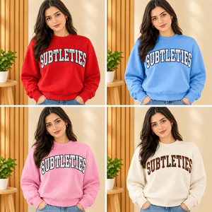Sweat-shirt à col rond pour femme avec imprimé lettres Subtleties, 100% coton tricoté, coupe classique, vêtement d'automne - Product Image 5
