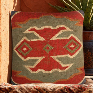 Coussin de siège et de dossier en laine et jute tissé à la main, style rustique élégant, motif multicolore, pour chaise de maison, d'hôtel ou de bureau - Product Image 1