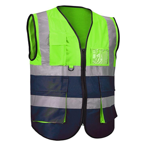 Chaleco de Seguridad Reflectante de Alta Visibilidad Unisex, Ropa de Trabajo de Poliéster Azul con Bolsillos y Cierre de Cremallera - Product Image 6