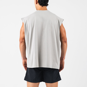 Men's Cotton Tank Tops Gym Exercise Fitness Sports <b>Vest</b> with Wide Shoulder Round Neck Sleeveless Shirt Casual Wear Tank Tops - Product Image 5