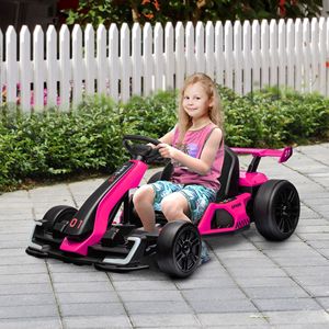 Go-Kart Elettrico Regolabile in Acciaio 24V 7.5 MPH Rosa per Bambini e Adolescenti - Parco Divertimenti/Intrattenimento/Sport - Product Image 2