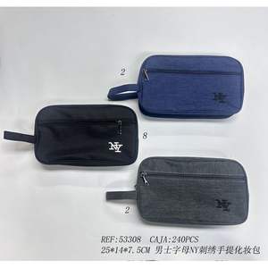 Bolsa de Cosméticos Bordada con el Logotipo de la NY para Hombre, 25x14x7.5 cm, Estuche de Maquillaje de Neopreno con Cierre de Cremallera, Pequeña Capacidad - Product Image 3