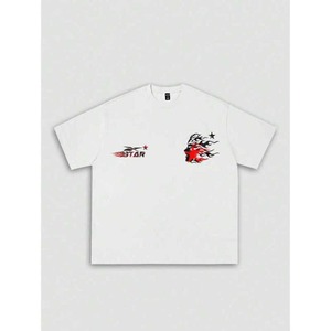 เสื้อยืดโอเวอร์ไซส์ลายพิมพ์ดาวเปลวไฟประดับคริสตัล ดีไซน์สั่งทำได้ สไตล์สตรีทแวร์ ยูนิเซ็กส์ - Product Image 2