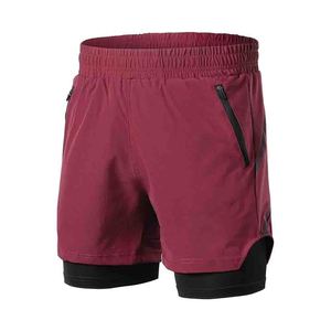 Shorts Bermuda 2-en-1 pour Homme, Séchage Rapide, Respirant, Polyester/Coton, Taille Mi-Haute, Fermeture à Cordon, Motif Uni, Athlétique, Gym - Product Image 6