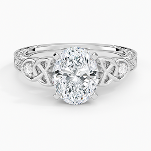 Bague SOJ 037 Coupe Ovale en Argent 925 Plaqué Rhodium Aberdeen Celtic Moissanite 2ct Couleur D VVS1 Certifiée GRA Prix Réduit - Product Image 1