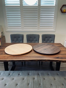 Wood Double Tier Rotating Tray Smooth-Spin Lazy Susan for Tabletop <b>Spice</b> Serving - Product Image 6