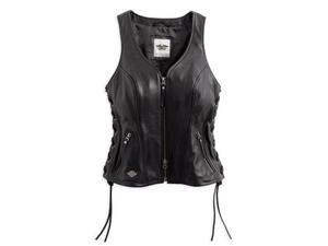 Avenue Genuine <b>Leather</b> Women's Motorcycle Biker <b>Sleeveless</b> Waistcoat Vest-Windproof Waterproof Eco-Friendly Solid Pattern - Product Image 2
