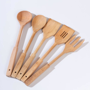 Wholesale Handmade Acacia Wooden Cooking Spoon Set Eco-Friendly Kitchen With <b>Holder</b> For Non Stick Pans Kitchen Daily Use - Product Image 4