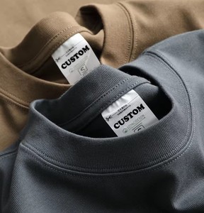 T-shirt unisexe en coton 100% lourd tricoté, toile de luxe, impression personnalisée du logo, coupe ajustée, séchage rapide, respirant, pour homme - Product Image 1