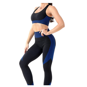 Conjunto de Yoga para Mujer de Primera Calidad, Último Diseño, Transpirable, a Cuadros, Hecho a Medida, de 2 Piezas, Sin Costuras, Ligero, con Logotipo y Color Personalizados - Product Image 2