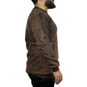 Jersey de cuello redondo de manga larga de algodón 100% lavado ácido Unisex sudadera de gran tamaño en estilo Vintage Streetwear invierno Casual - Product Image 2