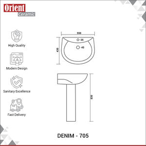 Oferta Increíble en Lavabo de Cerámica con Pedestal 100% Genuino para Uso en el Hogar, Hoteles y Baños, Procedente de la India - Product Image 3