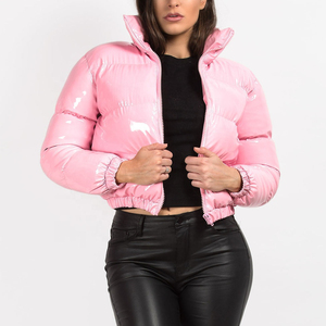 High Quality Long Sleeve <b>Women</b> Cropped Puffer <b>Jacket</b> Solid Color with Stand Collar Best Selling for Outdoor Reasonable Price - Product Image 1