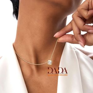 จี้เพชรทรง Asscher แบบเรขาคณิต เพชรเลี้ยงในห้องปฏิบัติการสำหรับผู้หญิง ตัวเรือนทองคำประดับเพชรเม็ดเดี่ยว ชุบโรเดียม ได้รับการรับรองจาก IGI - Product Image 3