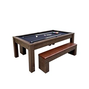 Tavolo Multifunzione 3-in-1 da 2,13 m: Tavolo da Pranzo, Biliardo e Ping Pong con Panche Integrate in un'Unica Unità Pratica - Product Image 2