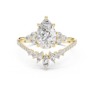 Luxury Yellow Gold Pear Cut Bridal <b>Ring</b> <b>Set</b> with Matching Enhancer Band Crystal Engagement Wedding <b>Ring</b> <b>for</b> <b>Women</b> - Product Image 1