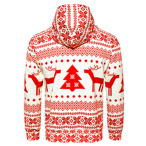 Hot Sale Men's Red Christmas Printed Hooded Sweatshirt Regular Fit Knitted Casual Winter Wear - Product Image 2