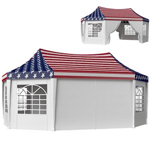 Tenda per feste con bandiera americana resistente da 22,3 x 16,4 piedi con 2 porte e 6 finestre, telaio in acciaio e tessuto in poliestere - Product Image 1