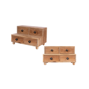 4 Spacious Wood Drawers Step Chest Small Size Storage Boxes & <b>Bins</b> for Convenient <b>Bedroom</b> Organization Small Wooden Box - Product Image 2