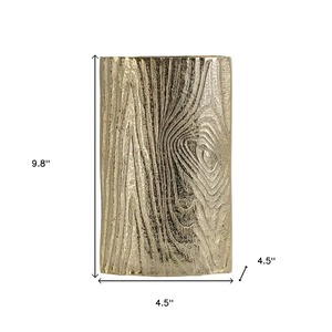 Satin Finish Modern Brass Tabletop <b>Vase</b> Handmade With Ribbed Texture <b>Gold</b> Finish 12.5 In Height 8 In Width Decorative Art Piece - Product Image 1