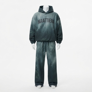 Ensemble de survêtement pour homme avec veste zippée à imprimé forêt gris et pantalon large, streetwear personnalisé, mode outdoor, coupe moderne - Product Image 3