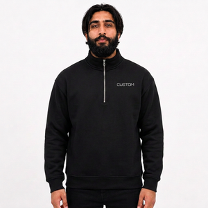 Sudadera Personalizada con Cierre de Cremallera de un Cuarto para Hombre, Cuello Alto, Proveedor de Sudaderas con Cierre de Cremallera de un Cuarto con Logotipo Personalizado para Marcas de Ropa Estadounidenses - Product Image 5