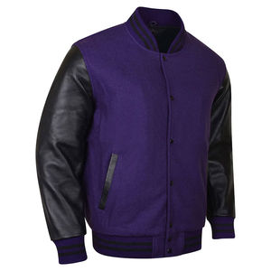Chaqueta Varsity Personalizada de Lana para Hombre, con Cuero Genuino, Logos Bordados, Parches y Etiquetas - Product Image 1