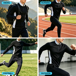 Ensemble de survêtements décontractés unisexes personnalisés de haute qualité pour le football, avec fermeture éclair, 100 % polyester, séchage rapide et respirant, vente en gros - Product Image 6