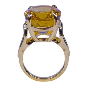 Anillo Clásico de Plata de Ley 925 Chapado en Oro con Piedra Preciosa Citrino para Mujer, Joyería para Bodas - Product Image 3