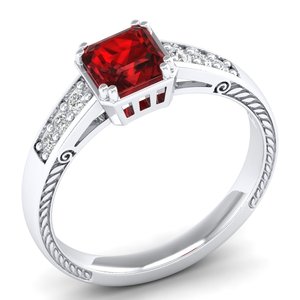 Bague REYES Nouveau Design en Argent Sterling 925 avec Pierre Précieuse Grenat Taille Asscher 0,75 Carat Certifiée GRA, Bijoux Fins de Mariage en Moissanite - Product Image 2