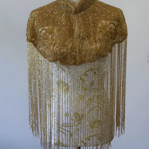 Blouse artisanale bleu glace très apaisante et enchanteuse, magnifique broderie à la main, perles et franges, idéale pour le printemps/l'automne/l'hiver - Product Image 1