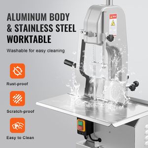 Sega a Nastro Elettrica Commerciale 650W in Acciaio Inox, Nuovo Banco da Lavoro 31,5 x 46 cm, Taglio Massimo 11 cm, Sega da Banco per Carne - Product Image 5