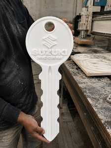 Premium <b>White</b> Resin Oversized Decorative Key Wall Art Custom CNC Router Engraved Logo Display Prop for Home Office Hotel Decor - Product Image 3