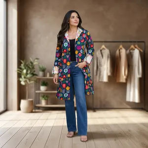 Chaqueta Acolchada Reversible de Algodón para Mujer, Estampado Floral, Chaqueta Casual Gruesa de Invierno para Primavera |   Impresión en Bloque Hecha a Mano en Jaipur - Product Image 2