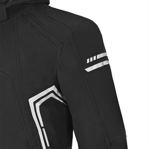 Sudadera con capucha para motocicleta personalizada para hombre, en softshell con forro de Kevlar, armadura CE acolchada, sudadera de seguridad para carreras con armaduras extraíbles en los codos. - Product Image 2