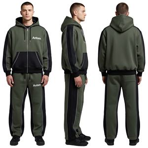 Uk Sizing Hooded Casual Solid Contrast Stitching Men's Tracksuit Wholesale 2 Piece Sports Set <b>Athletic</b> Wear Gym Fitness Set - Product Image 1