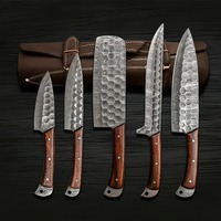 Ensemble de couteaux de chef en acier inoxydable forgé à la main de haute qualité, finition martelée, manche en bois, couteaux de cuisine traditionnels